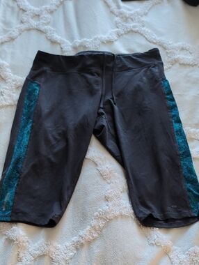 C9 by Champion Black Capris with Teal Side Panels